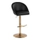 preview thumbnail 51 of 84, Porch & Den Livesey High Back Adjustable Bar Stool with Rounded T Footrest (Set of 2) Black Faux Leather/Gold Metal