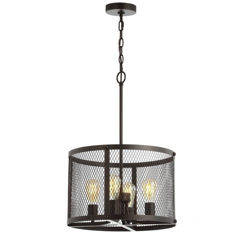 SAFAVIEH Lighting Eduartina Adjustable 4-Light Led Dark Grey Pendant - 16.5"x16.5"x27.8-99.8" - Dark Grey - 17Wx17Dx100H