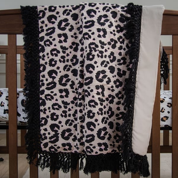 slide 2 of 10, Rizzy Home Tatum Leopard Print Fringe Crib Quilt - 38" X 50"