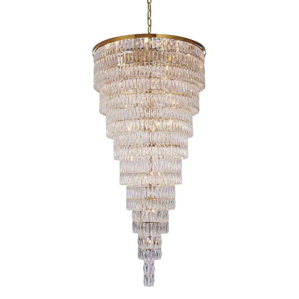42-Light Gold Chandelier With Clear Crystals
