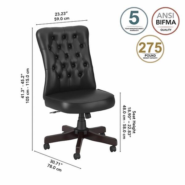 dimension image slide 2 of 5, Salinas High Back Tufted Office Chair by Bush Furniture