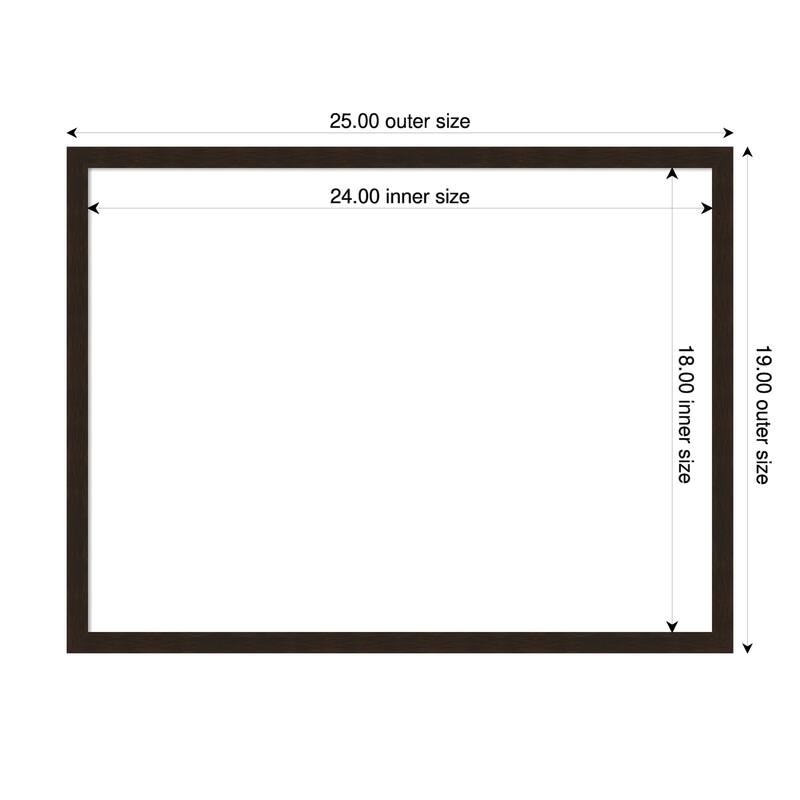Amanti Art Carlisle Blonde Narrow Framed Dry Erase Magnetic Board - 25 x 19 in - Carlisle Espresso Narrow