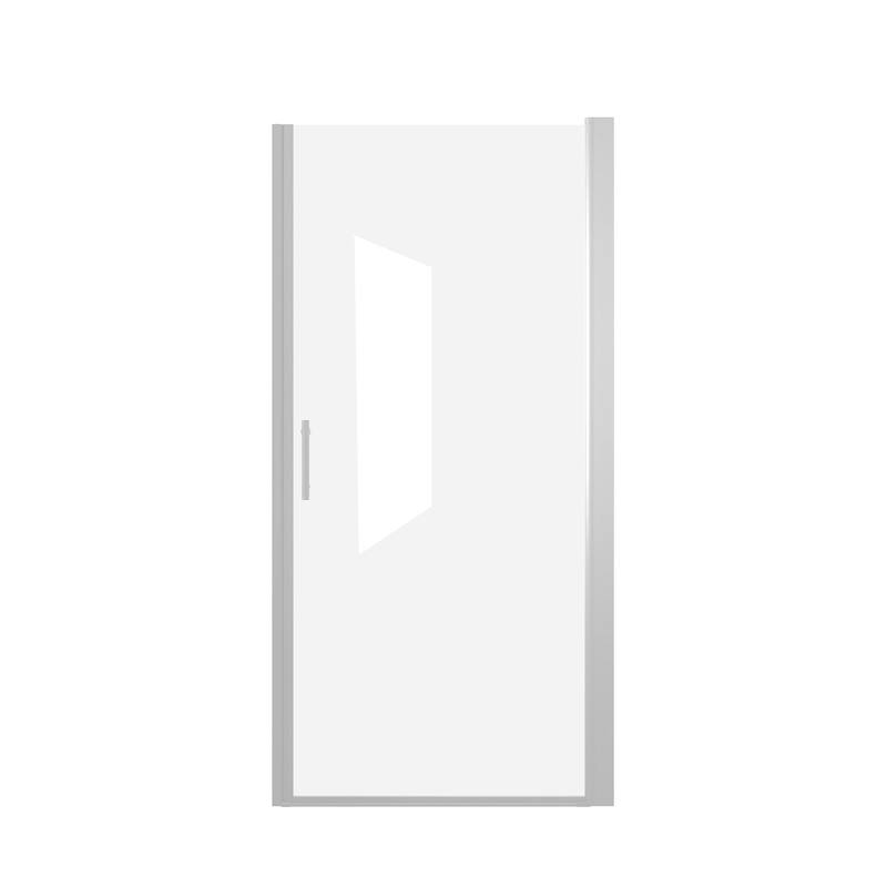 25-24"x 72" Pivot Shower Door, Chrome Aluminum Frame, Half Frame ,1/4"(6mm) Tempered Glass Explosion Proof Film