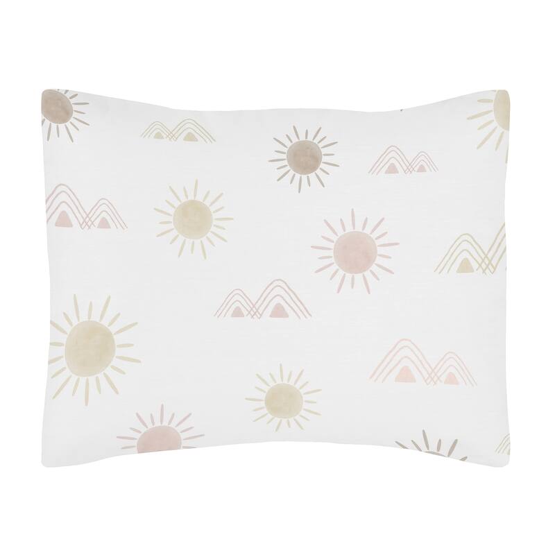 Boho Desert Sun Girl 5pc Toddler-size Comforter Set - Blush Pink Mauve Gold Ivory Bohemian Watercolor Mountains Southwest Nature