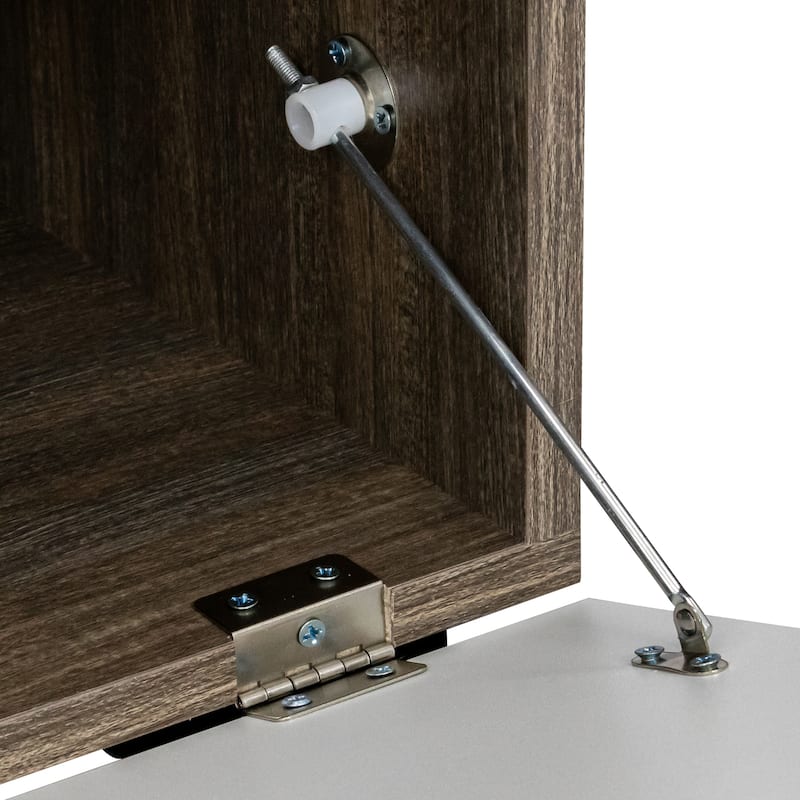 Brown+White 51" TV Stand with Glass Shelf & LED for TVs Up to 55"