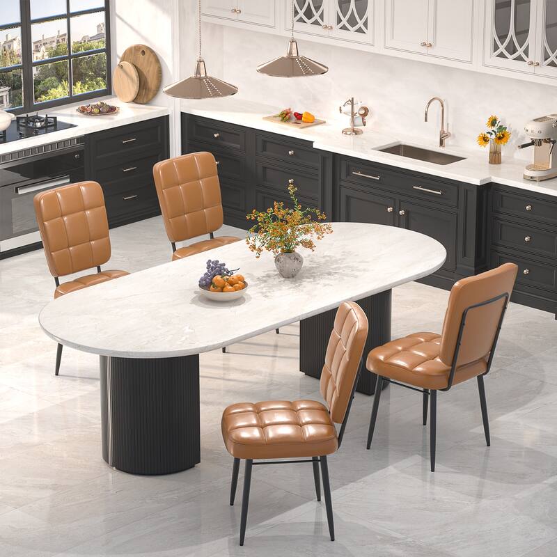 Modern Dining Chairs Set of 2/4/6/8, Upholstered Kitchen Chairs with Thick Cushion for Dining Room - Set of 4 - Turmeric Brown