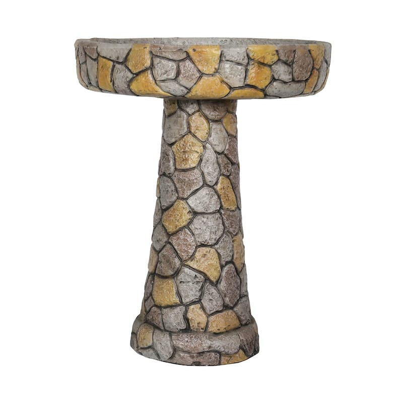 Concrete Bird Bath for Garden- Standing Bird Water Bowl for Patio Deck