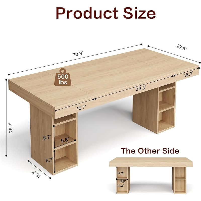 71-Inch Rectangular Dining Table for 6 with Dual-Sided Storage