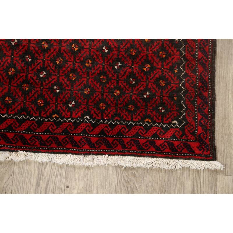 Traditional Persian Balouch Area Rug Hand-knotted Wool Carpet - 3'8" x 7'2"