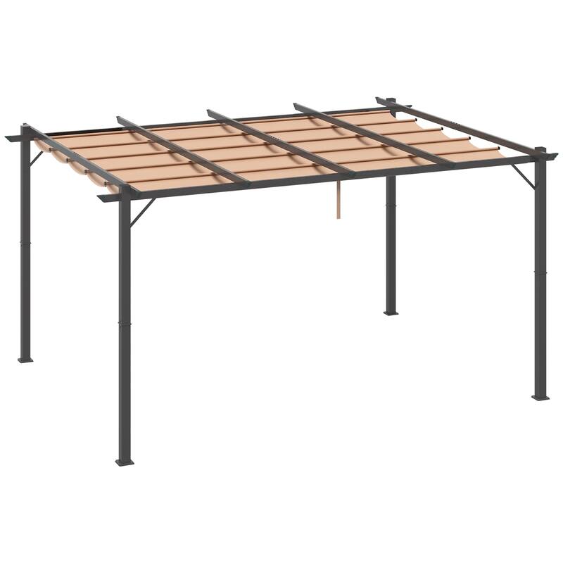 10'x13' Aluminum Patio Pergola with Retractable Canopy, Outdoor Shade Shelter for Backyard, Garden & Grill Area