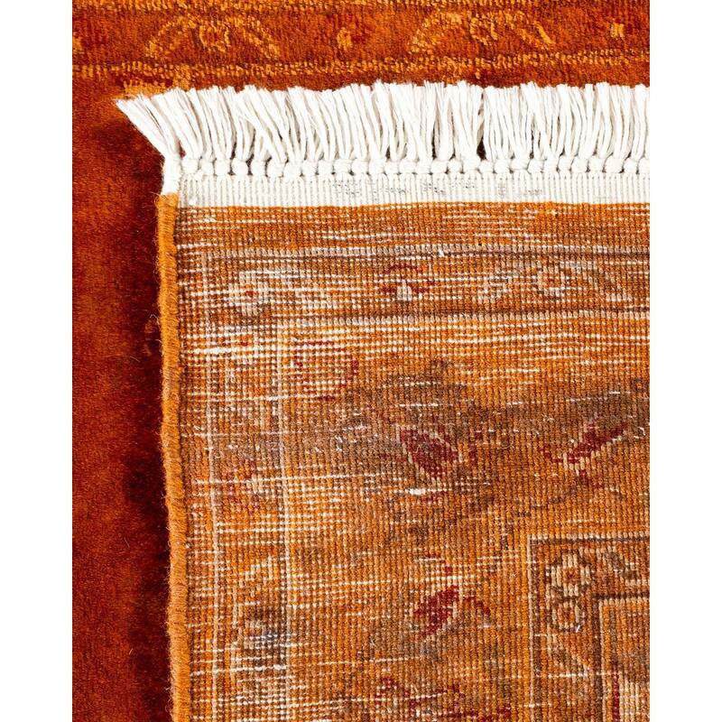 Overton Hand Knotted Wool Vintage Inspired Modern Contemporary Overdyed Gold Runner Rug - 2' 7" x 7' 2"