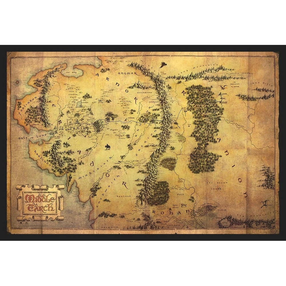 Enhance your surroundings with Lord of The Rings Middle Earth Map Framed Poster - 24 x 36 Inch