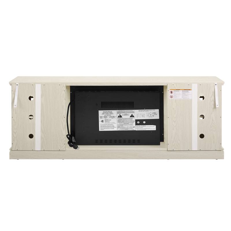 Fireplace TV Stand with 23" Electric Fireplace, Faux Stacked Stone Surround Media Cabinet TV Console for TVs up to 75"