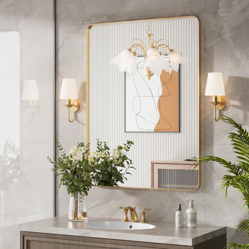 Wall Mirror Vanity Mirror Bathroom Mirror with Round Corner (1 Piece)