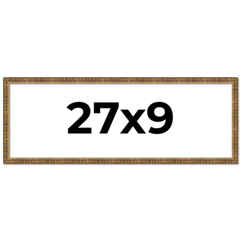 27x9 Frame Black Real Wood Picture Frame Kingsley Gold Distressed Photo Frame with UV Acrylic Foam Board Backing &