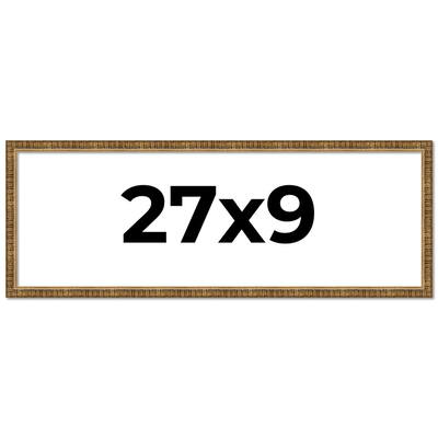 27x9 Frame Gold Solid Wood Picture Frame - Complete Modern Photo Frame