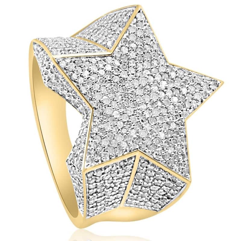 2Ct Diamond Men's Yellow Gold Star Ring