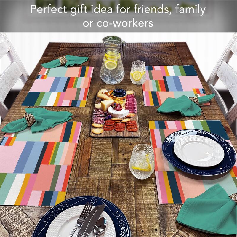 Colorblock 4-Pack Poly-Cotton Blend Placemats Manufactured in The USA Machine Washable Dryer Safe
