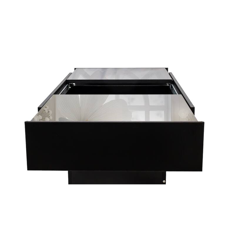 Extendable Coffee Table with Storage, Wood Center Table for Living Room, Rectangular Coffee Tables with Sliding Tabletop