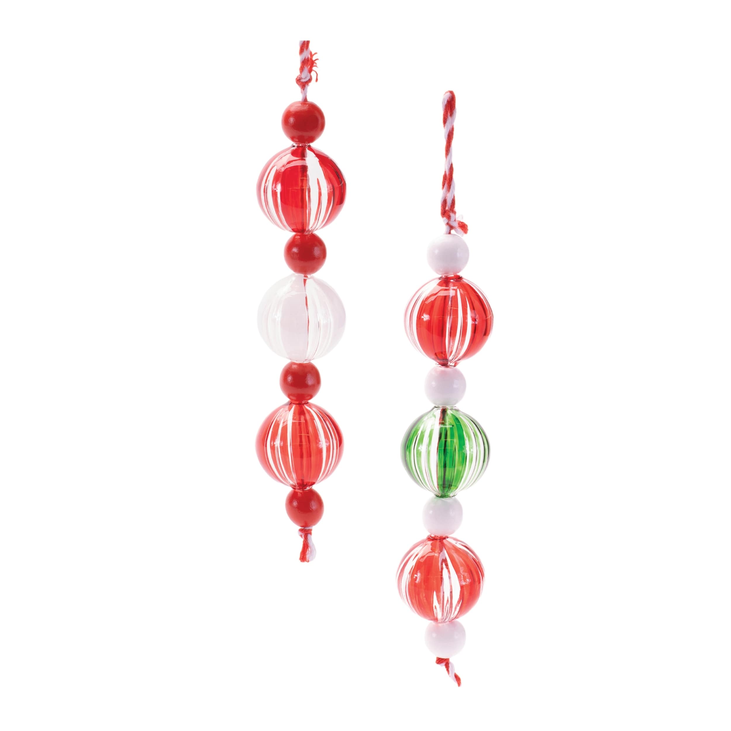 Striped Glass Mini Drop Ornaments - Set of 6