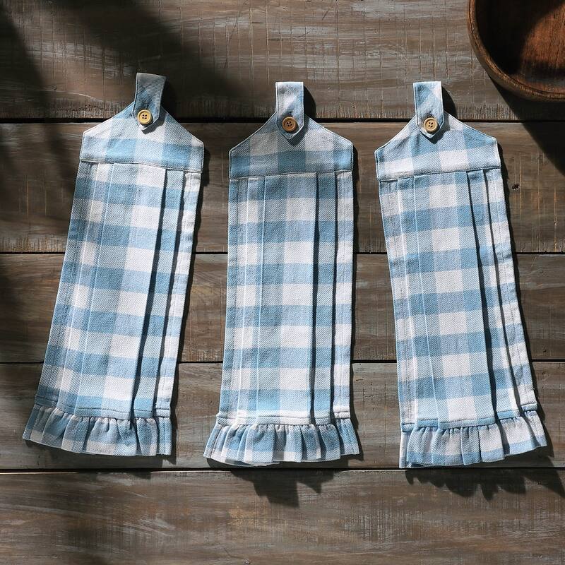 Annie Buffalo Check Black Button Loop Tea Towel Set of 3