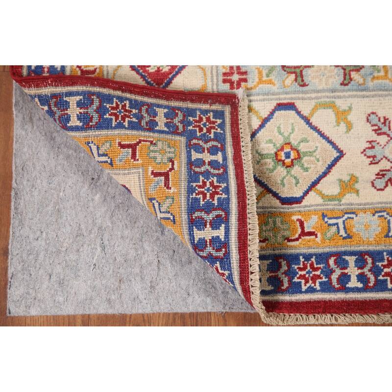 Hand Knotted Oriental 100% Wool Carpet Traditional Geometric Red Kazak Area Rug - 9' 11'' X 6' 5''