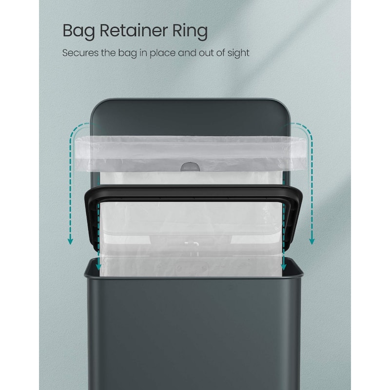 10.5 Gallon Stainless Steel Kitchen Garbage Trash Can with Lid Included 15 Garbage Bags
