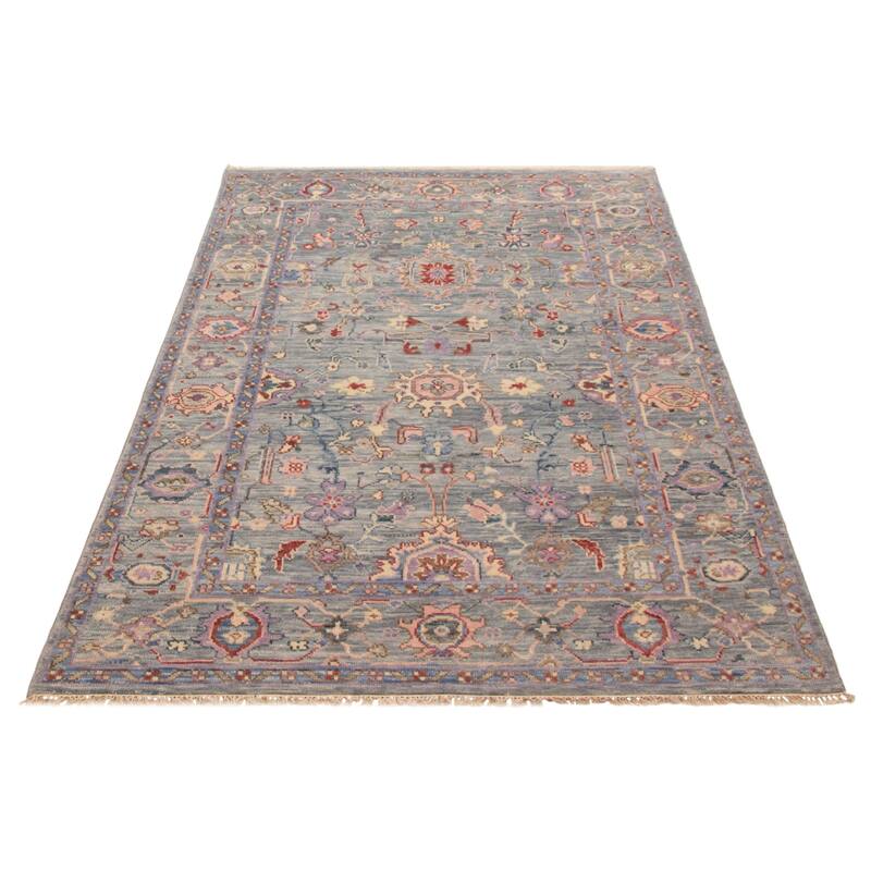 ECARPETGALLERY Hand-knotted Modern Oushak Light Denim Blue Wool Rug - 5' 11" x 9' 5"