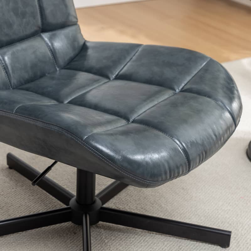 Faux Leather Tufted Swivel Accent Chair, Adjustable Height