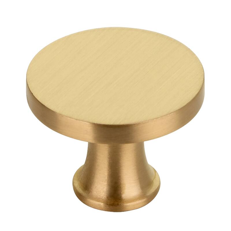 Copper Kitchen Cabinet Knobs 1-1/4 inch (32 mm) Diameter 100% Solid Brass Drawer Knob (10-PACK) - Brushed Gold