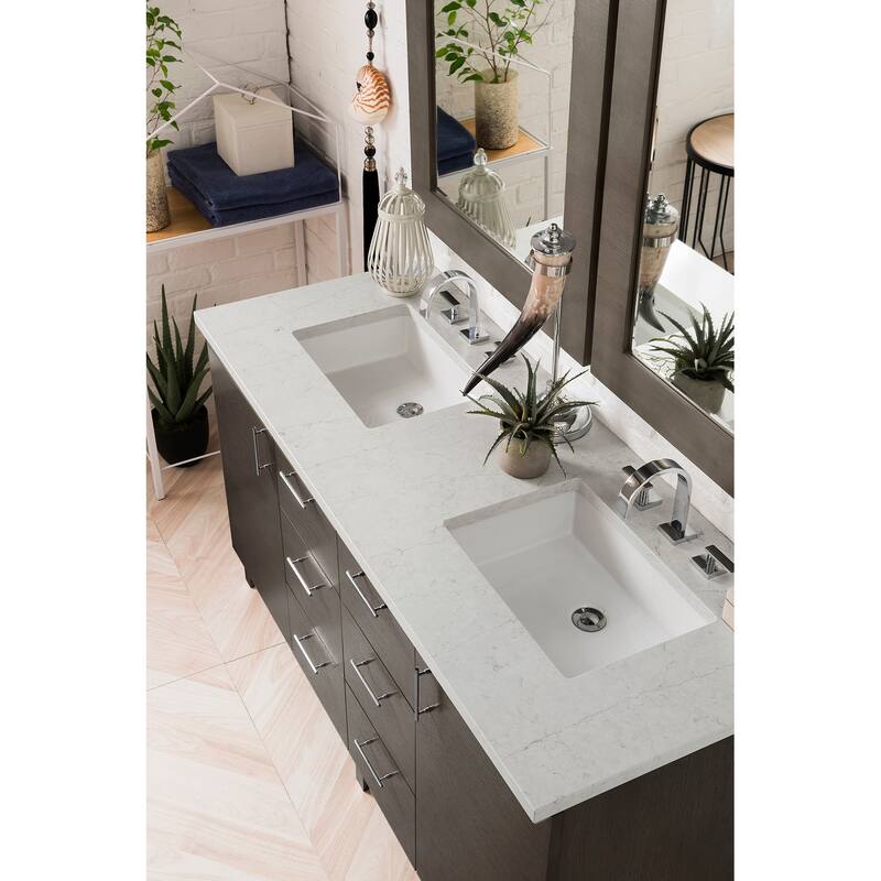 James Martin Vanities Metropolitan 60" Double Vanity, Silver Oak
