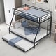 preview thumbnail 11 of 31, Distinctive Twin over Full Bunk Kids Bed with Twin Size Trundle,Two-Side Ladders,Sturdy Steel Frame