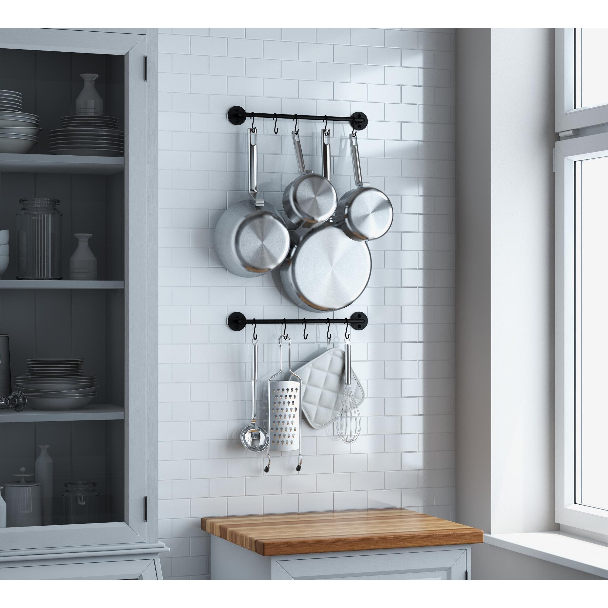 Wallniture Cucina Kitchen Utensil Holder with 20 S Hooks Pot
