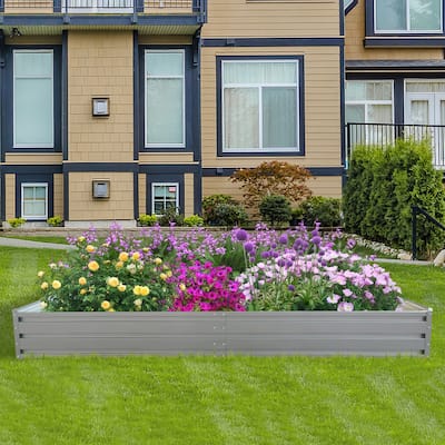 Metal Raised Rectangular Flower Beds Outdoor Flower Beds Courtyard Garden Planting Beds for Vegetables Flowers Herb