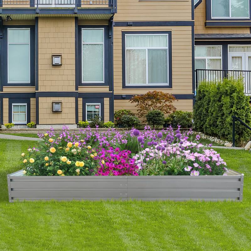 Modern Minimalist Garden Bed Patio Kit Planting Bed with Oval Structure Rust Proof, for Vegetables Flowers Herb - 8' x 10'