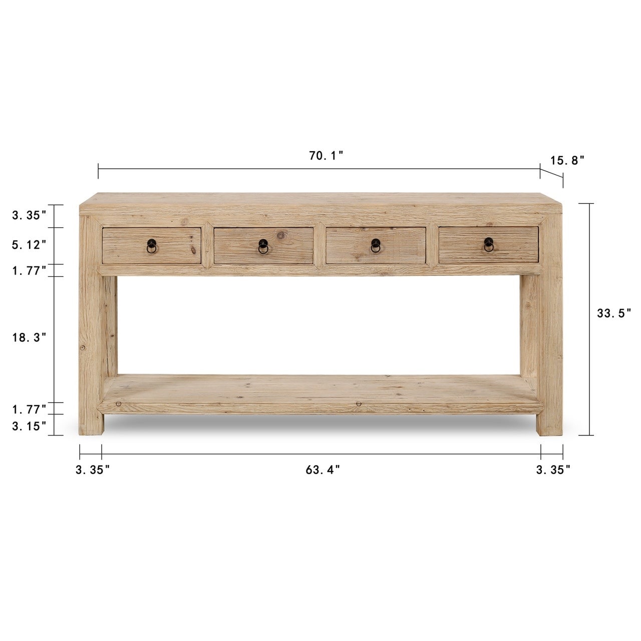 Artissance 70" Capri Sideboard - Natural Pinewood