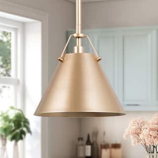 Modern Gold 1-Light Cone Pendant Light for Kitchen Island Dining Room - D 8" x H 7.5"