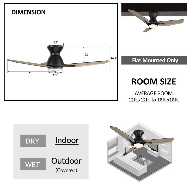 CARRO Jaiden 52" 3- Blade Smart Ceiling Fan with LED Light and Remote Control