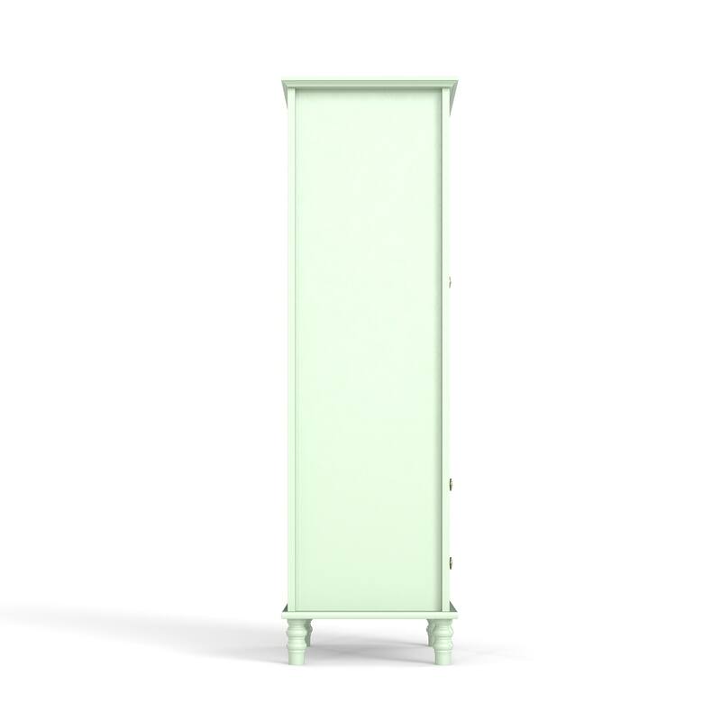 Minimalism Buffet Cabinet with Glass Doors and Double Drawer, Modern Wooden Storage Sideboard Cupboard