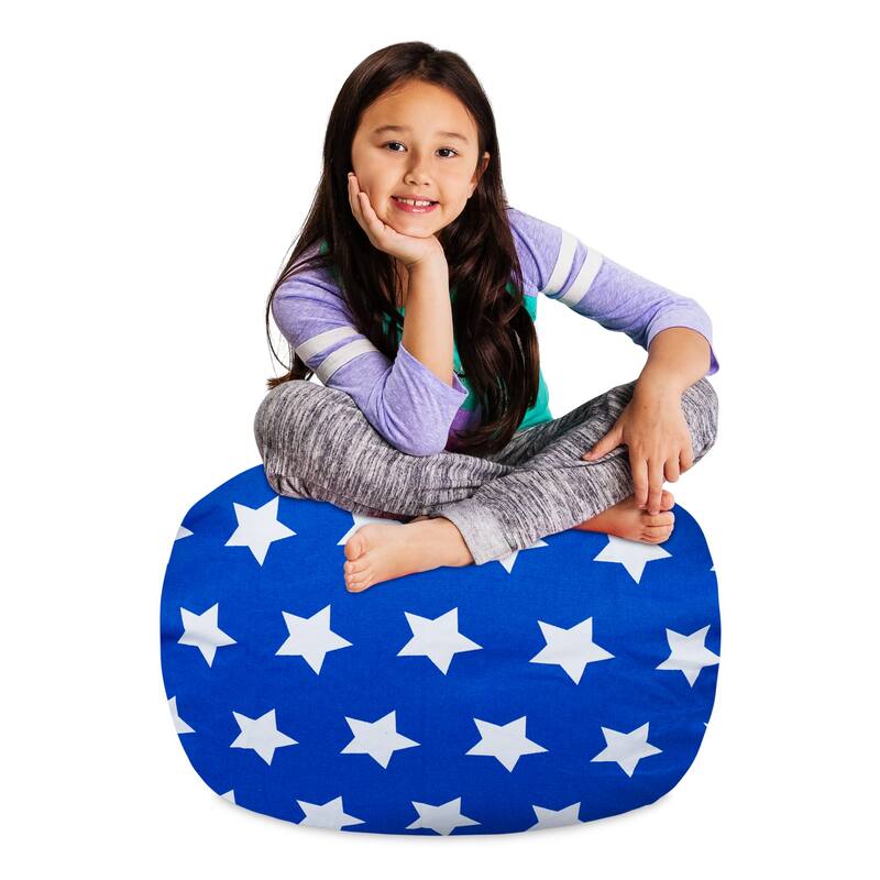 Kids Bean Bag Chair Cover Stuffed Animal Storage or Toy Organizer