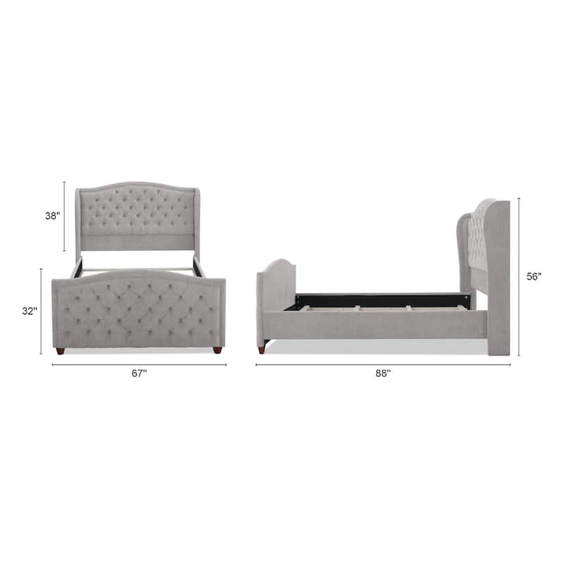 Angelina Upholstered Tall Tufted Wingback Bed Frame