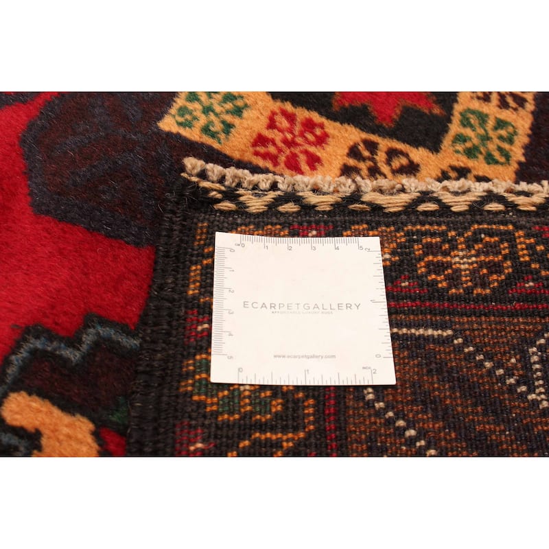 ECARPETGALLERY Hand-knotted Baluch Red Wool Rug - 3'5 x 6'7
