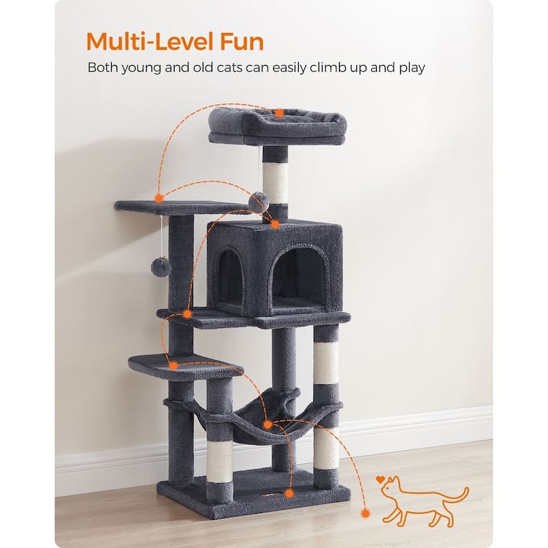 Plush Multi-Level Cat Tree with Sisal-Covered Scratching Posts and Cozy Hideouts for Indoor Cats