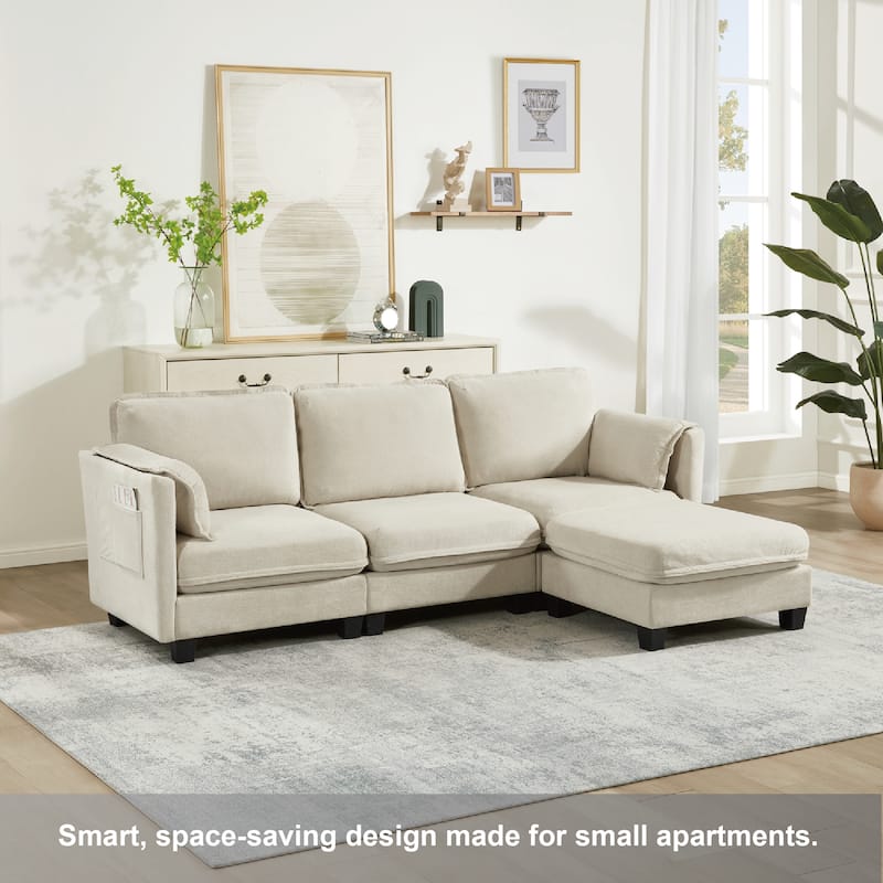 GDFStudio - 93.5" Modular L-Shaped Upholstered Sofa with Storage