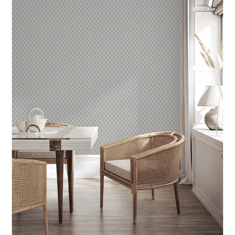Fine Decor Santina Natural & Grey Trellis Wallpaper