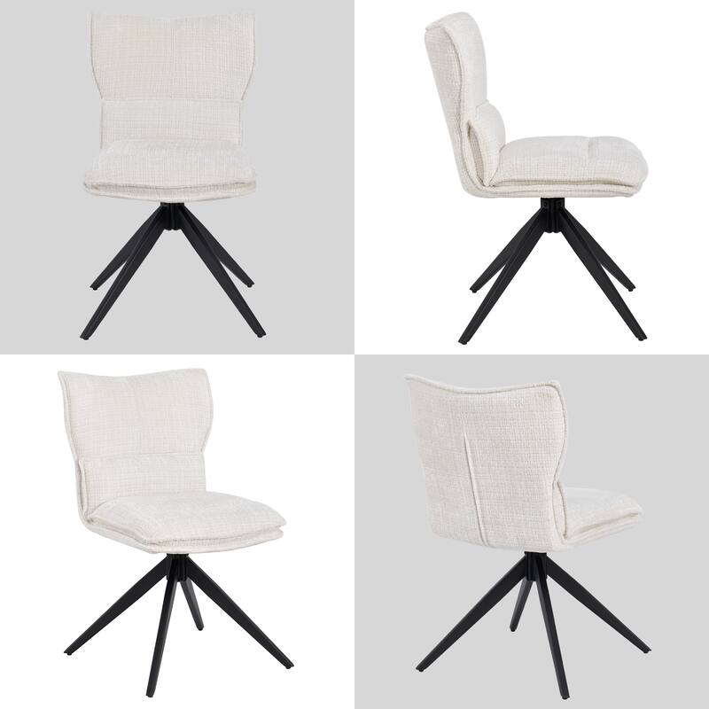 Modern Upholstered Swivel Dining Chairs Accent Side Chairs with Metal Legs