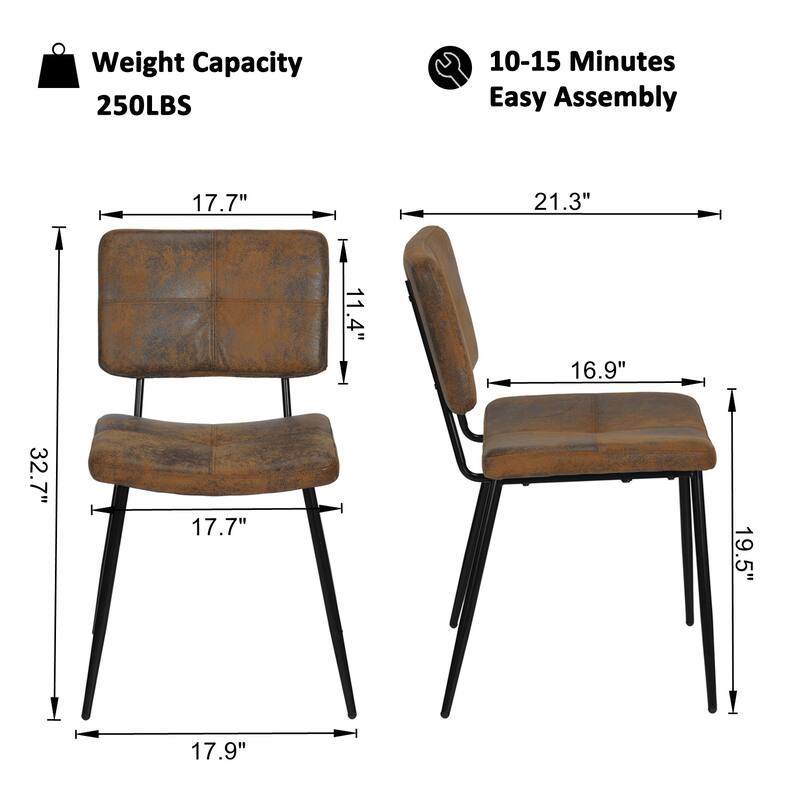 Homy Casa 5-Piece Industrial Dining Set with Round Pedestal Table and 4 Fabric Chairs