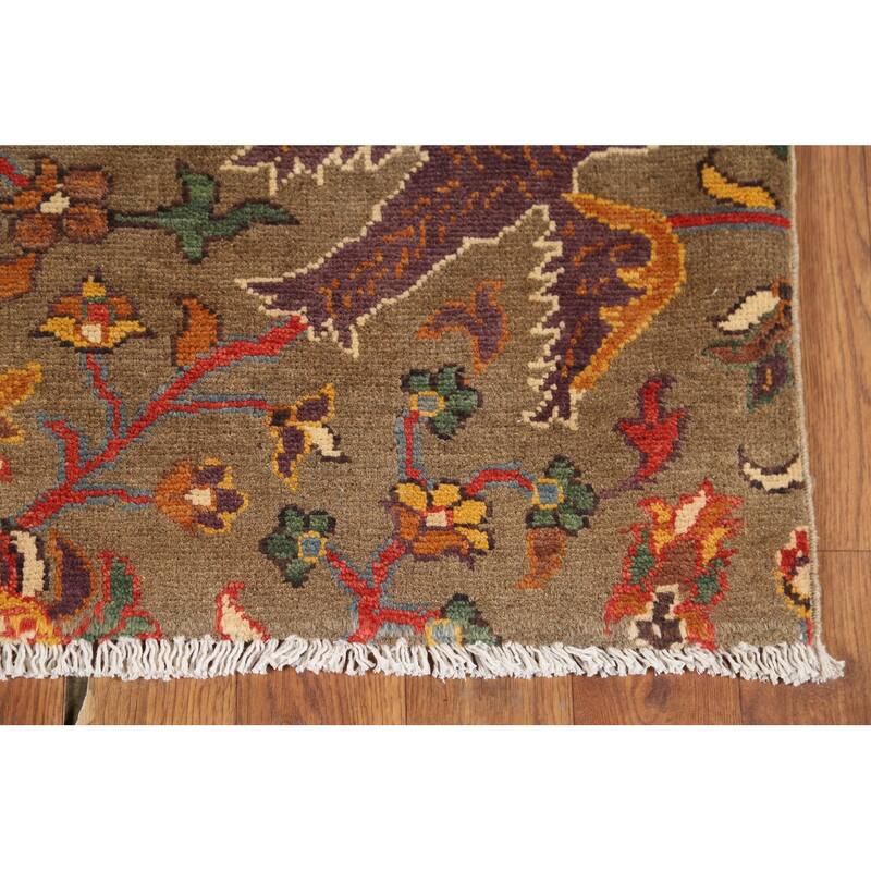 Animals Design Kazak Accent Rug Hand-Knotted Floral Wool Carpet - 2'1"x 2'10"