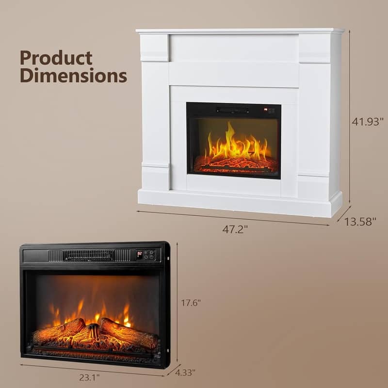 43/47-Inch Smart WiFi Electric Fireplace with 3D Flame and 6 Flame Colors