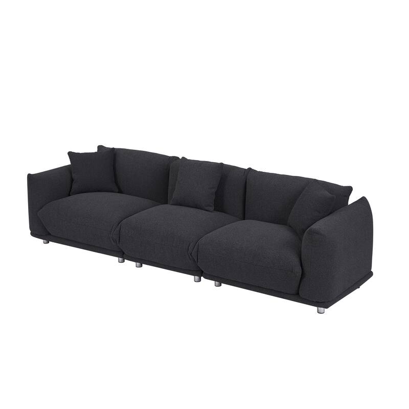 Modern 111" Oversized 3-seater Sofa with Metal Legs and Solid Wood Frame for Living Room